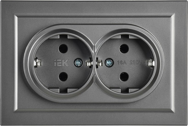 Изображение товара Розетка IEK Brite BR-R21-16-K46-F (сталь)
