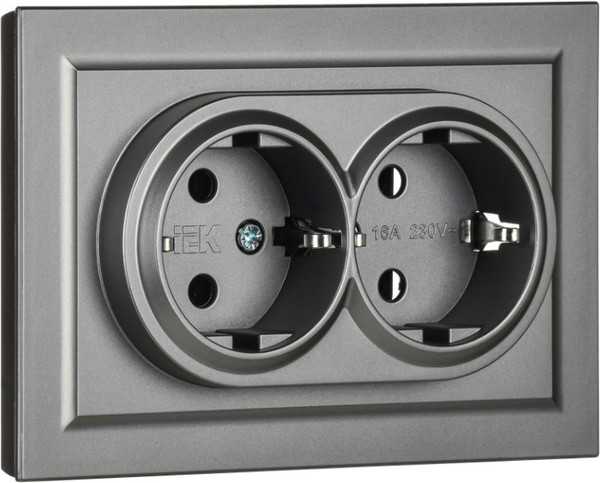Изображение товара Розетка IEK Brite BR-R21-16-K46-F (сталь)
