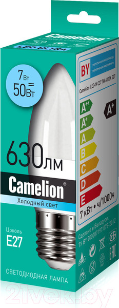 Изображение товара Лампа Camelion LEDRB/7-C35/840/E27 / 15056