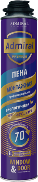 Изображение товара Пена монтажная Admiral Premium Профессиональная 70 Всесезонная (850мл)
