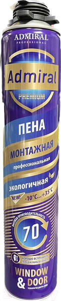 Изображение товара Пена монтажная Admiral Premium Профессиональная 70 Всесезонная (850мл)