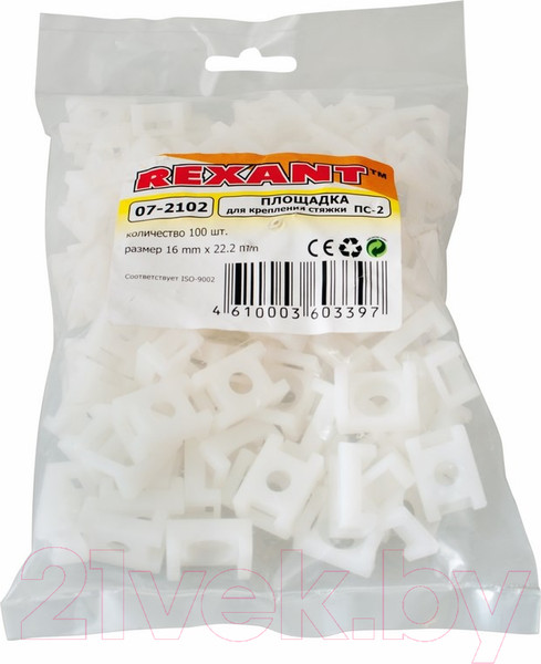 Изображение товара Площадка для стяжки Rexant ПС-2 22x16мм / 07-2102 (100шт, белый)