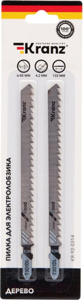 Изображение товара Набор пильных полотен Kranz T301DL По дереву 132мм 6 зубьев 6-85мм / KR-92-0314 (2шт)