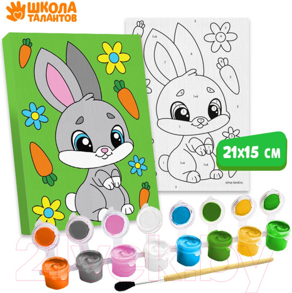 Изображение товара Картина по номерам Школа талантов Зайка с морковками / 9071312
