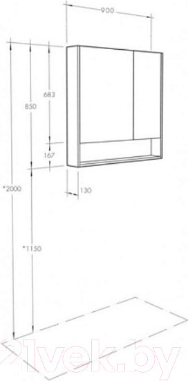 Изображение товара Шкаф с зеркалом для ванной Акватон Сканди 90 (1A252302SD010)
