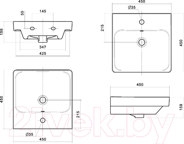Изображение товара Тумба с умывальником Акватон Сканди 45 (1A2516K0SD010 + 1WH501630)