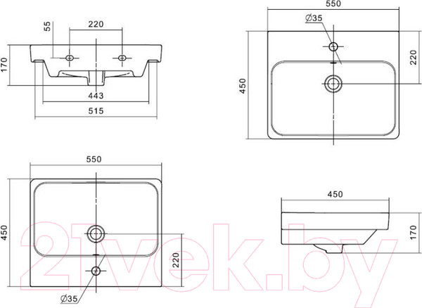 Изображение товара Тумба с умывальником Акватон Сканди 55 (1A2517K0SD010 + 1WH501620)