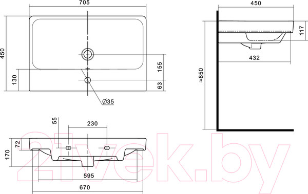 Изображение товара Тумба с умывальником Акватон Сканди 70 (1A2518K0SD010 + 1WH501628)