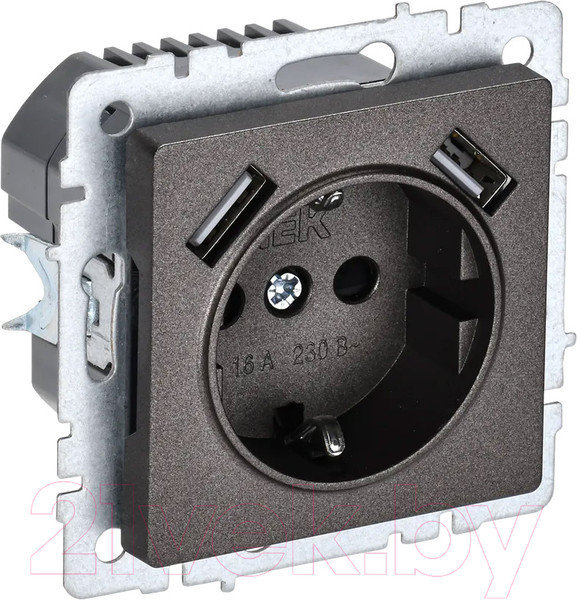 Изображение товара Розетка IEK Brite BR-R14-16-U21-D31-K45 (темная бронза)
