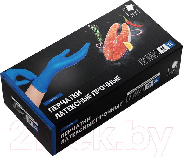 Изображение товара Перчатки одноразовые A.D.M Латексные HR004G (XL, 50шт)