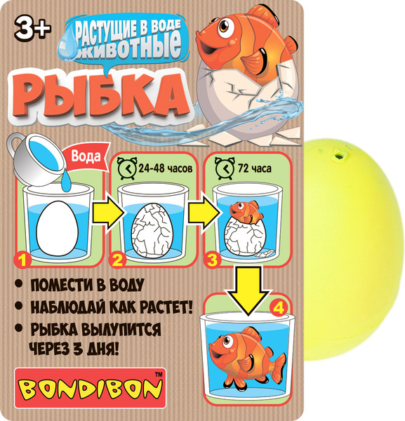 Изображение товара Набор для опытов Bondibon Растущие в воде животные. Вырасти рыбку / ВВ5371-3