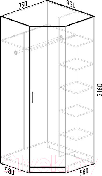 Изображение товара Шкаф Интермебель Марсель МР-10-B2 (графит софт)