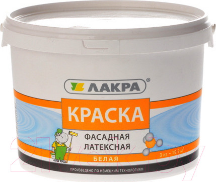 Изображение товара Краска Лакра Латексная фасадная (3кг, белый)