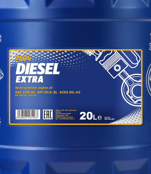 Изображение товара Моторное масло Mannol Diesel Extra 10W40 CH-4/SL / MN7504-20 (20л)