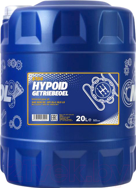 Изображение товара Трансмиссионное масло Mannol Hypoid 80W90 GL-4/GL-5 LS / MN8106-20 (20л)