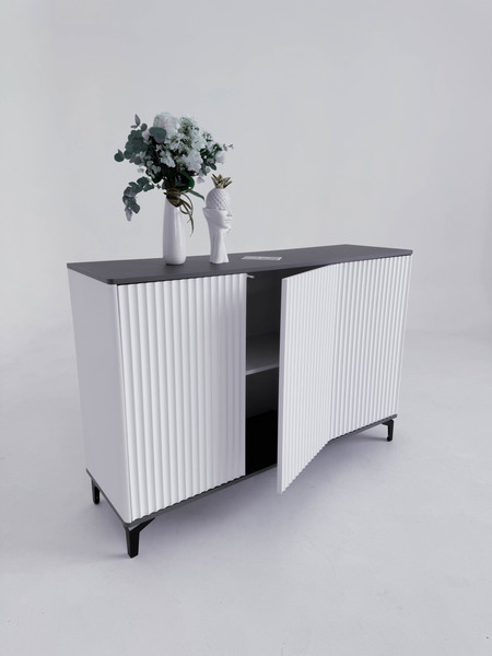 Изображение товара Тумба Shtabe Royal 5051 эко (белый/металл бруклин/черный)