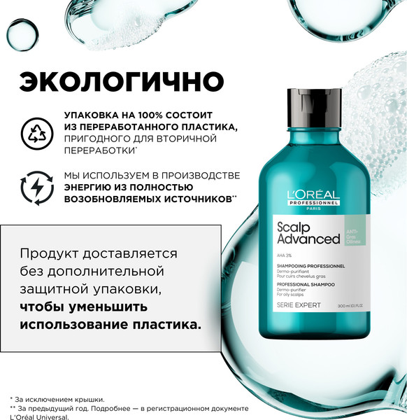 Изображение товара Шампунь для волос L'Oreal Professionnel Scalp Advanced для жирной кожи головы (300мл)