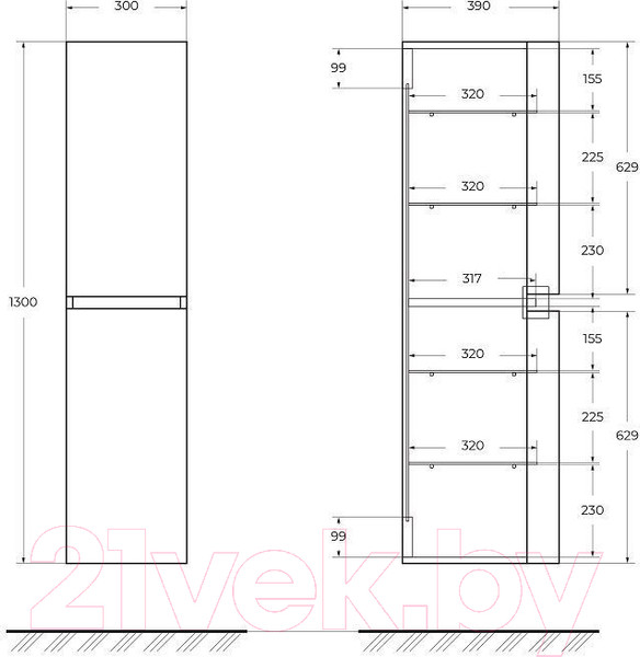 Изображение товара Шкаф-пенал для ванной Cezares 44325
