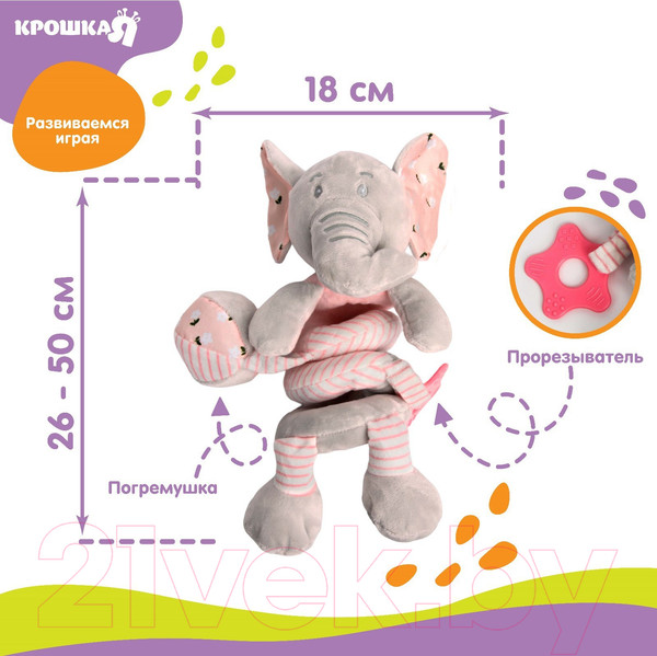 Изображение товара Подвеска на кроватку Крошка Я Слоник розовый / 5047676