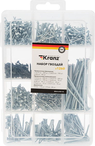 Изображение товара Набор гвоздей Kranz KR-01-3101-12 (1260шт)