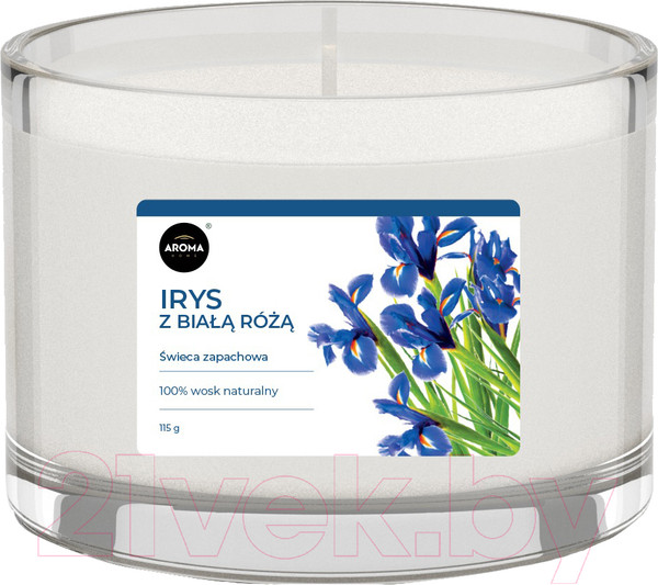Изображение товара Свеча Aroma Home Scented Candle Iris And White Rose Ароматическая (115г)