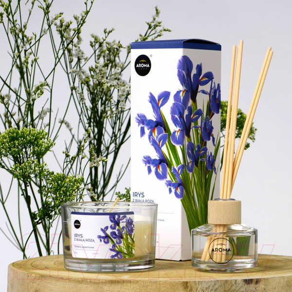 Изображение товара Свеча Aroma Home Scented Candle Iris And White Rose Ароматическая (115г)