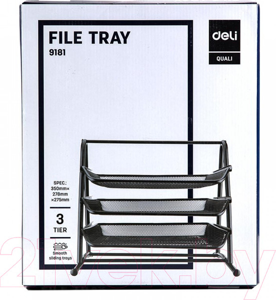 Изображение товара Лоток для бумаг Deli Тройной / 9181 (черный)