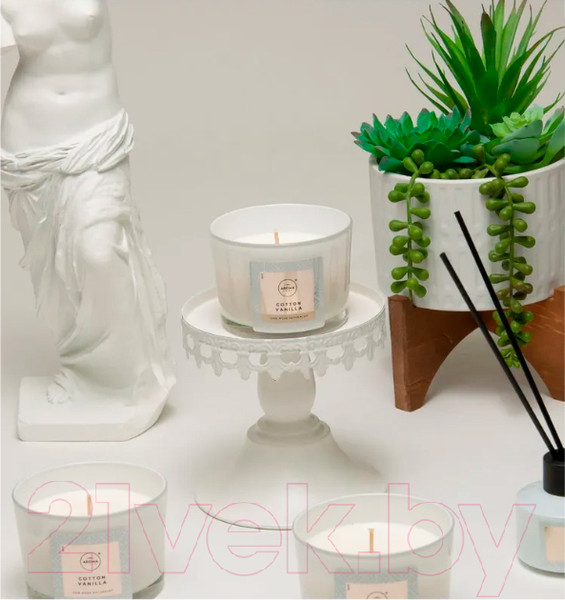 Изображение товара Свеча Aroma Home Scented Candle Cotton Vanilla Ароматическая (115г)