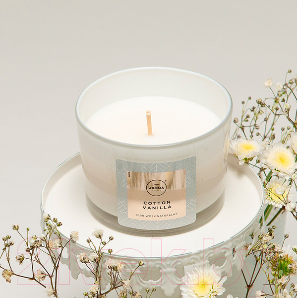 Изображение товара Свеча Aroma Home Scented Candle Cotton Vanilla Ароматическая (115г)
