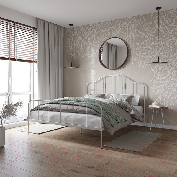 Изображение товара Двуспальная кровать Князев Мебель Афина АФН.160.190.Б (белый муар)