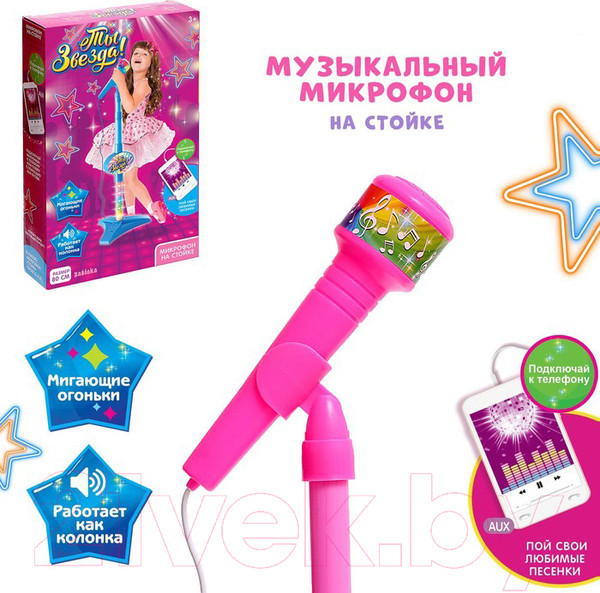 Изображение товара Музыкальная игрушка Zabiaka Микрофон. Ты звезда / 3752572 (розовый)