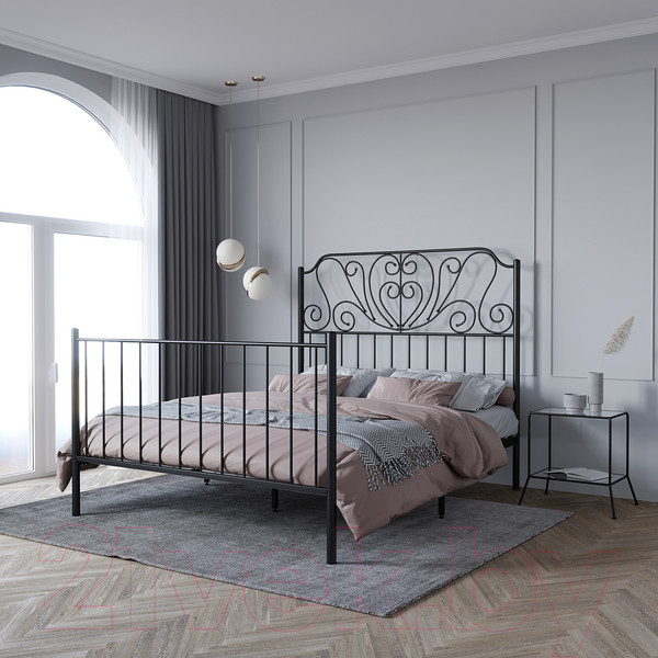 Изображение товара Двуспальная кровать Князев Мебель Венера ВН.160.190.Ч (черный муар)