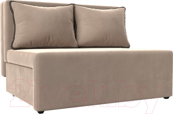 Изображение товара Диван Лига Диванов Лагуна (велюр бежевый/кант велюр коричневый)