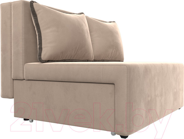 Изображение товара Диван Лига Диванов Лагуна (велюр бежевый/кант велюр коричневый)