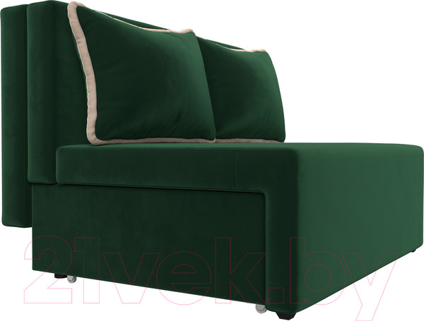 Изображение товара Диван Лига Диванов Лагуна (велюр зеленый/кант велюр бежевый)
