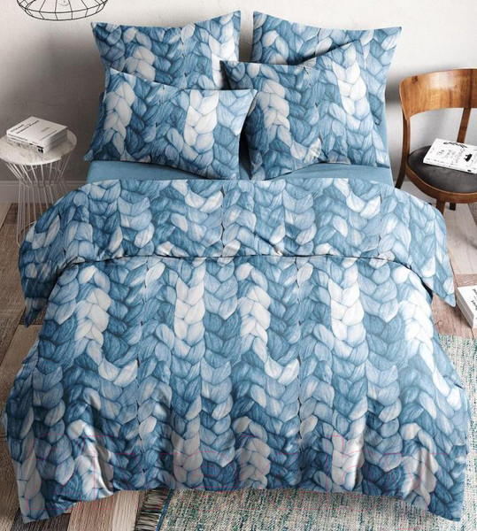 Изображение товара Комплект постельного белья Ночь нежна Вязка Стандарт Семейный / 70868-1+70682-2 (70x70)