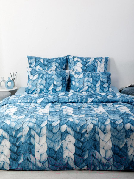 Изображение товара Комплект постельного белья Ночь нежна Вязка Стандарт Семейный / 70868-1+70682-2 (70x70)