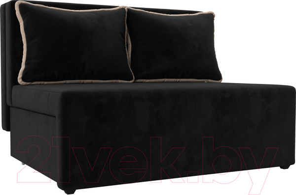 Изображение товара Диван Лига Диванов Лагуна (велюр черный/кант велюр бежевый)