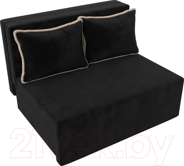 Изображение товара Диван Лига Диванов Лагуна (велюр черный/кант велюр бежевый)