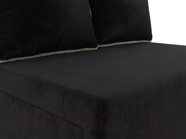 Изображение товара Диван Лига Диванов Лагуна (велюр черный/кант велюр бежевый)