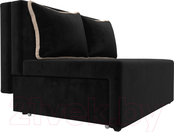 Изображение товара Диван Лига Диванов Лагуна (велюр черный/кант велюр бежевый)