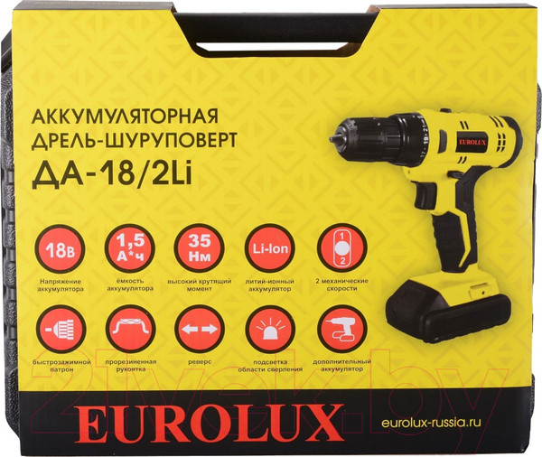 Изображение товара Аккумуляторная дрель-шуруповерт EUROLUX ДА-18/2Li (72/14/40)