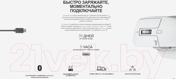 Изображение товара Мышь Logitech MX Master 3S 910-006559 / 910-006565