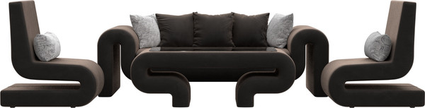 Изображение товара Комплект мягкой мебели Лига Диванов Волна набор 2 (велюр коричневый)