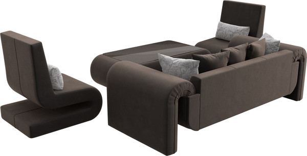 Изображение товара Комплект мягкой мебели Лига Диванов Волна набор 2 (велюр коричневый)