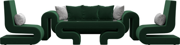Изображение товара Комплект мягкой мебели Лига Диванов Волна набор 2 (велюр зеленый)