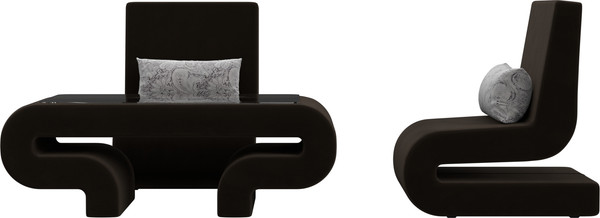 Изображение товара Комплект мягкой мебели Лига Диванов Волна набор 3 (микровельвет коричневый)