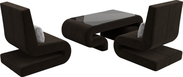 Изображение товара Комплект мягкой мебели Лига Диванов Волна набор 3 (микровельвет коричневый)