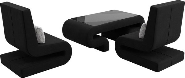 Изображение товара Комплект мягкой мебели Лига Диванов Волна набор 3 (микровельвет черный)