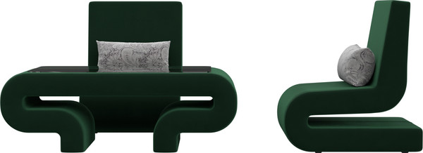 Изображение товара Комплект мягкой мебели Лига Диванов Волна набор 3 (велюр зеленый)